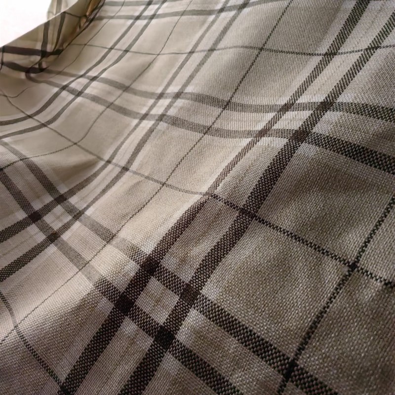 格子混纺棉麻沙发布料1r.4米宽精编色织工艺不褪色不缩水不起球
