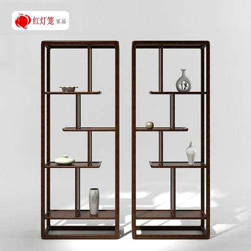新中式实木博古架现代简约茶架仿古书房书柜禅意展示架客厅隔断柜