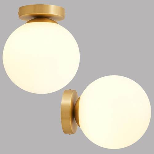 极简北欧球形壁灯墙灯轻奢黄铜走廊过道镜前灯卧室床头圆球吸顶灯