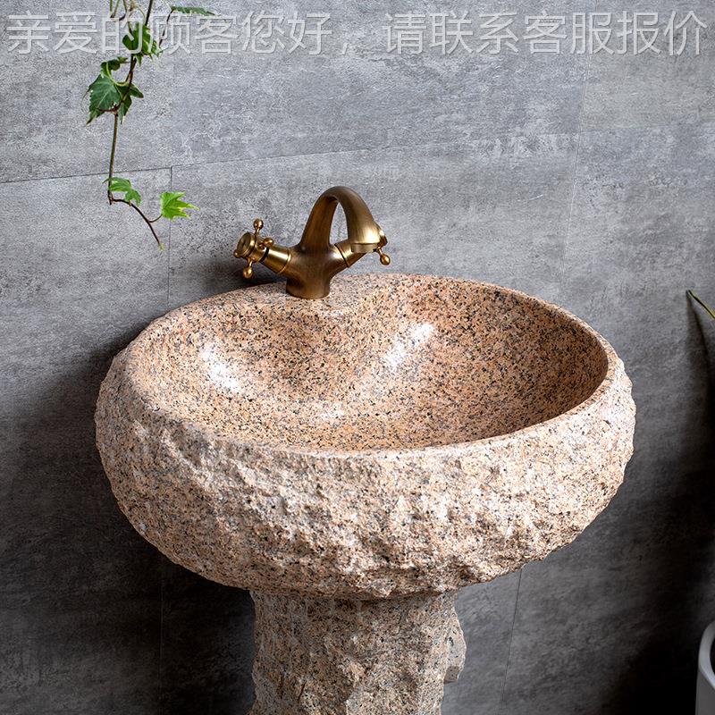 石头立手盆石材洗盆户外水洗手池池大理石水槽庭院子花柱园454洗