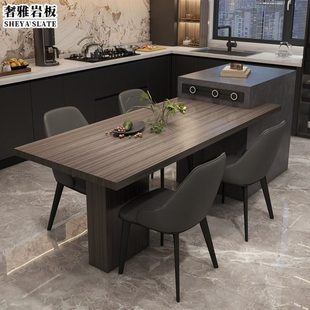 意式极简岩板岛台餐桌一体可伸缩家用中岛台茶桌倒台开放式导台柜