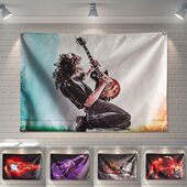 摇滚音乐民谣酒吧电吉他背景布挂布琴行排练工作室墙面装 饰挂旗