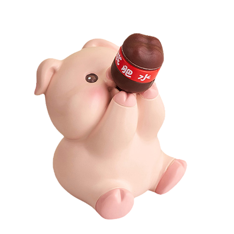 可爱快乐吨吨猪桌l面摆件办公室治愈系解压工位情绪车载中控装饰