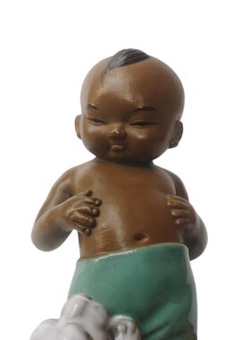 石湾陶瓷公仔家居装饰摆件客厅电视柜童趣生日礼品传统创意喜悦