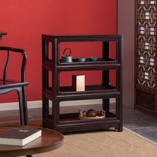 赞比亚血檀小博古架红木茶壶置物架实木中式桌面型茶杯茶具收纳架