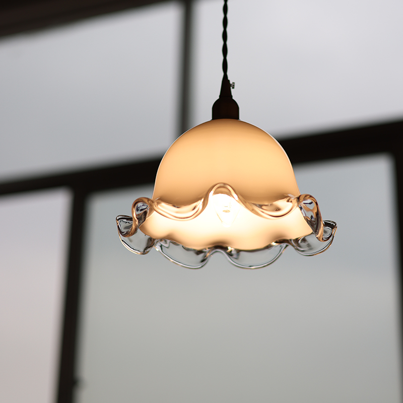 法式复古c现代黄铜玻璃小吊灯日式床头餐厅吧台玄关咖啡店手工吊