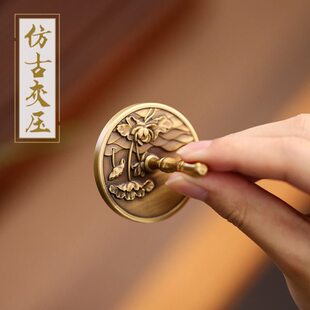 宽和纯黄铜香篆香道香具用品莲花灰压打拓香粉香灰香拓香篆平炉器