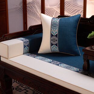 新中式红木沙发垫坐垫扶手抱枕实木家具防滑罗汉床垫子罩套定制