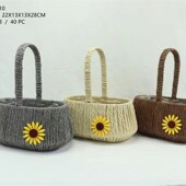 手提花篮清新花束装 饰手工仿藤编花篮插花多肉绿萝花篮