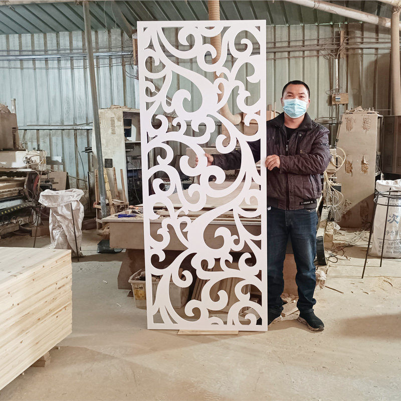 现代屏风隔断镂空雕花板实木中式花格客厅玄关装饰吊顶背景墙PVC