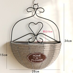 创意壁挂花篮藤编草编柳编花盆墙挂吊篮绿萝花盆墙面装 饰手工编织