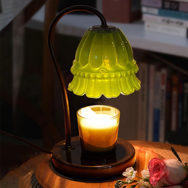 香熏融蜡灯卧室床头台灯高级感轻奢睡F眠氛围小夜灯无火蜡烛融烛
