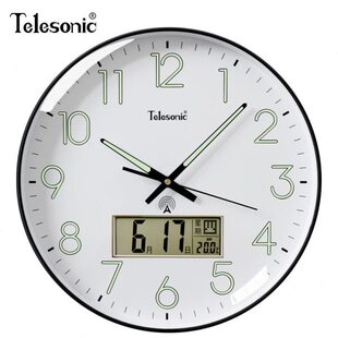 天王星电波钟静音钟表挂钟墙上免打孔挂表夜光石英钟客厅家用装饰