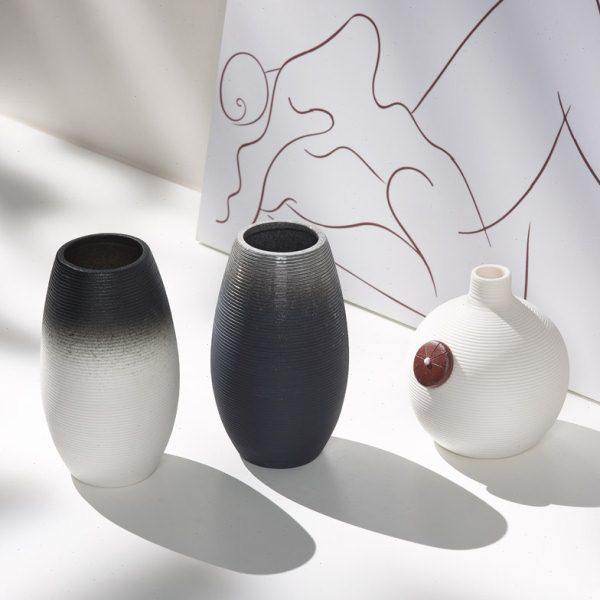 读途黑色拉丝中式禅意陶瓷花瓶博古架电视柜桌面客厅插花摆件花器,家居饰品,花瓶,淘宝优惠券,粉丝福利购,淘宝优惠卷