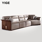 艺格现代简约实木沙发北美黑胡桃木客厅直排组合大平层别墅家具