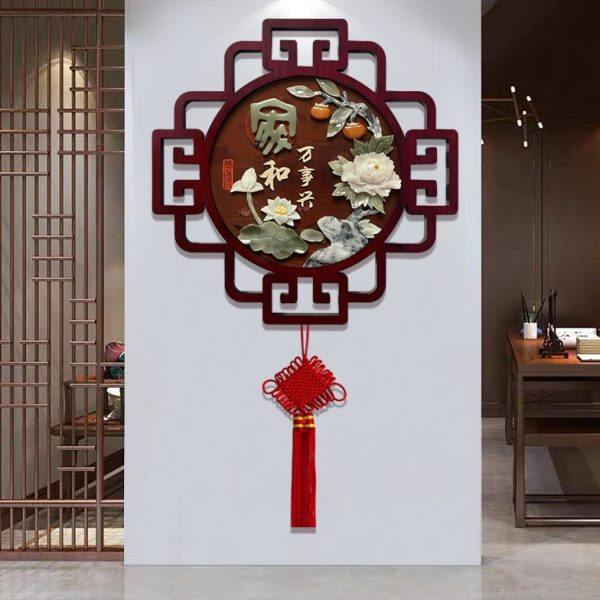 客厅装饰画新中式入户玄关挂画壁画福字中国结沙发背景墙玉雕画,家居饰品,玉雕,淘宝优惠券,粉丝福利购,淘宝优惠卷