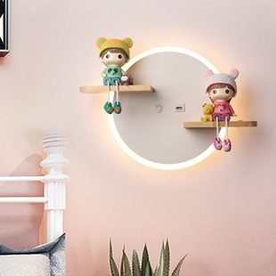 卧室壁灯床头灯饰简约现代过道创意北欧卡通儿童房间le灯遥控可调