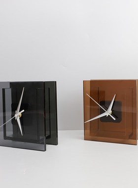 现代轻奢水晶时钟摆件样板房展厅C家居客厅电视柜桌面座钟软装饰