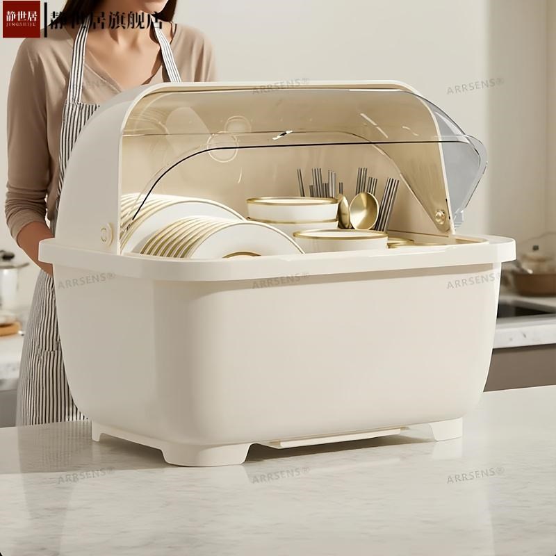 塑料厨房沥水碗柜带盖放碗箱碟z盘家用翻盖碗架置物架子碗筷收纳