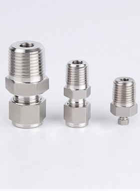 316L不锈钢直通NPT1n/4 1/8外螺纹转卡套 转接头 变径MC4 6 8 10m