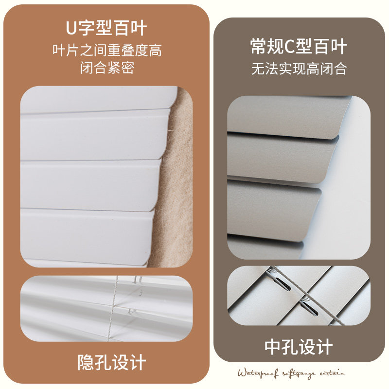 卷拉式遮光百叶窗帘20p23年新款办公室厨房浴室免打孔安装电动卷