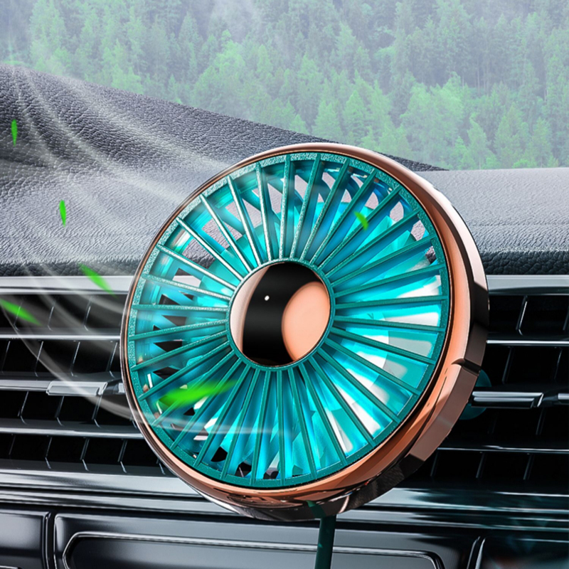 车载电风扇空调h出风口12V24伏USB接口汽车用货车上车内迷你小电