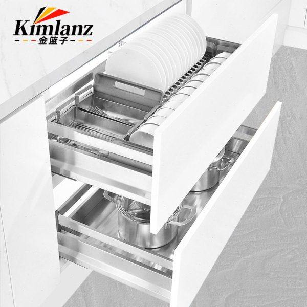 拉篮厨房橱柜304不锈钢双层缓冲抽屉式厨柜调味架碗碟碗篮,基础建材,其它五金,淘宝优惠券,粉丝福利购,淘宝优惠卷
