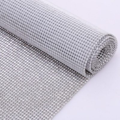 水钻银底diamond net铝网水钻银色排钻网钻热熔背胶crystal net