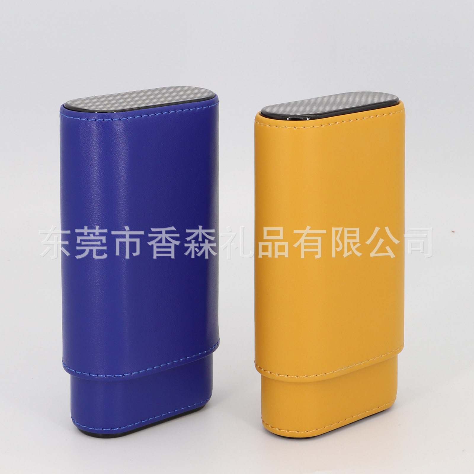 雪茄套古巴雪松炭纤维盖头保湿皮套旅行便携式三支装彩色精美礼盒