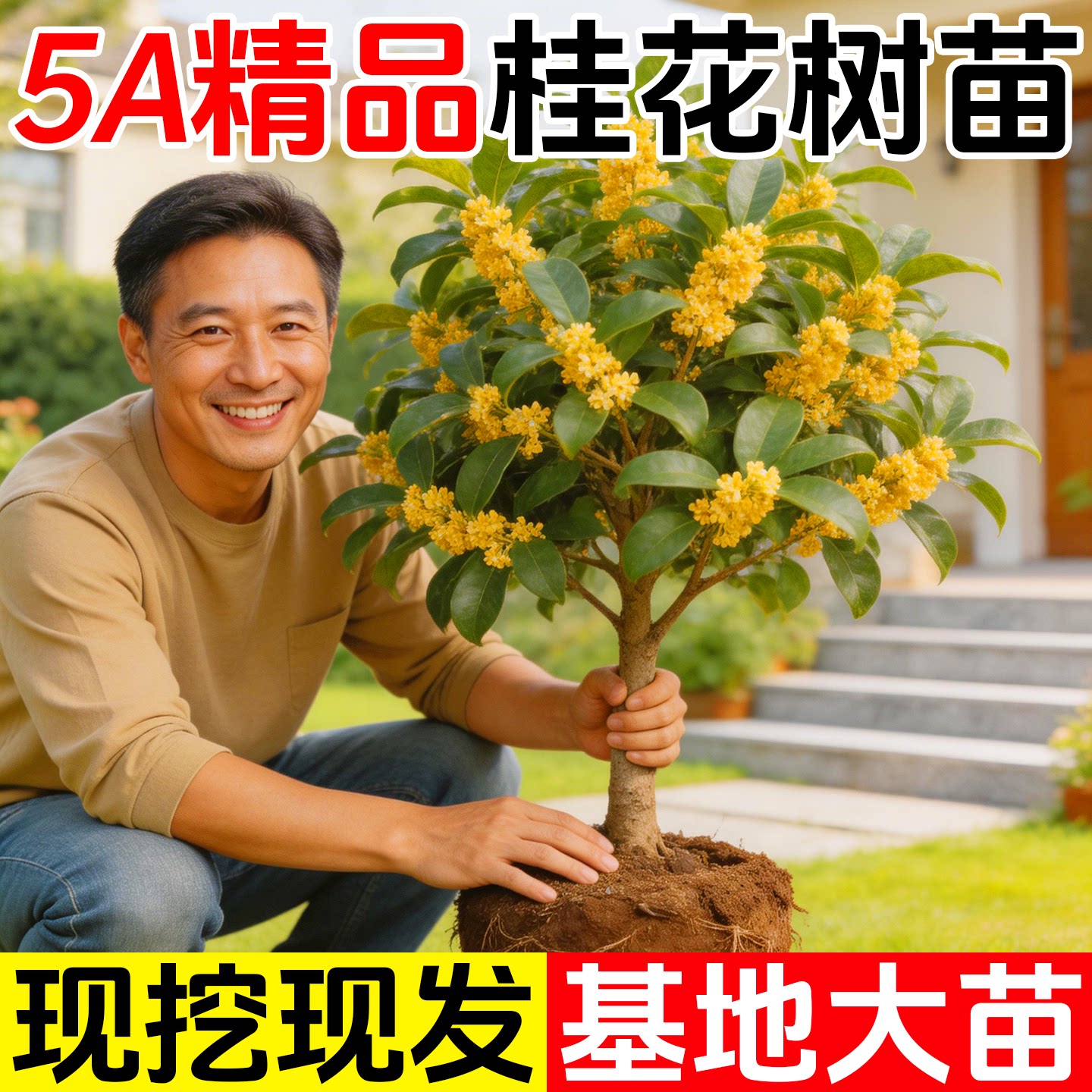 原生桂花树苗地栽大树八月金桂丹桂盆栽别墅庭院绿化苗木四季常青