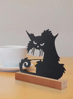 创意猫咪铁艺办公室桌面摆件书房个性线条工艺品装饰书架摆设礼物