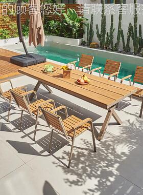 户外桌花椅院露园防腐木凉亭WD-24097民天宿防水防晒室外塑木庭餐