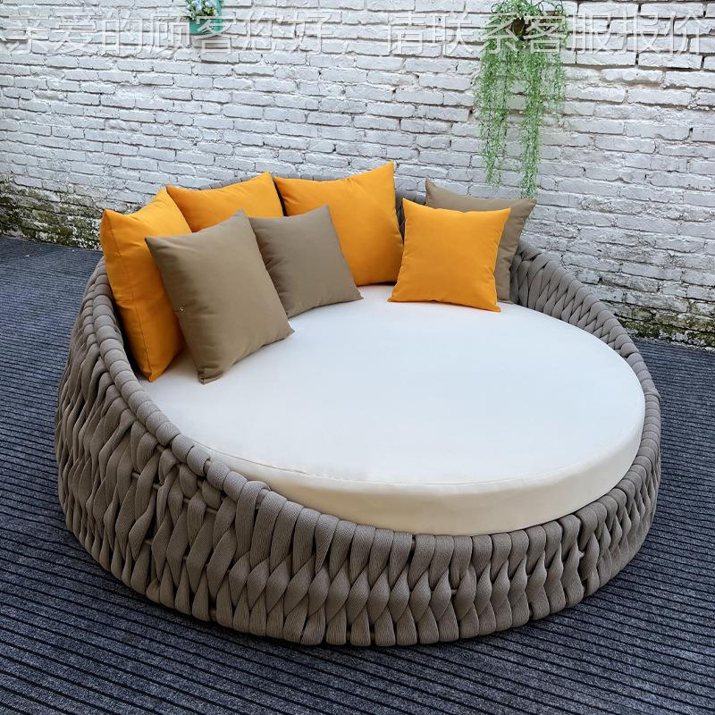 庭院泳池绳防躺编躺床户外民宿沙发648铝合金水防晒 躺床室 外露