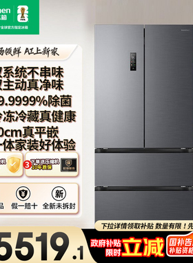 容声方糖515主动双净双系统法式四开门家用超薄嵌入式电冰箱制冰