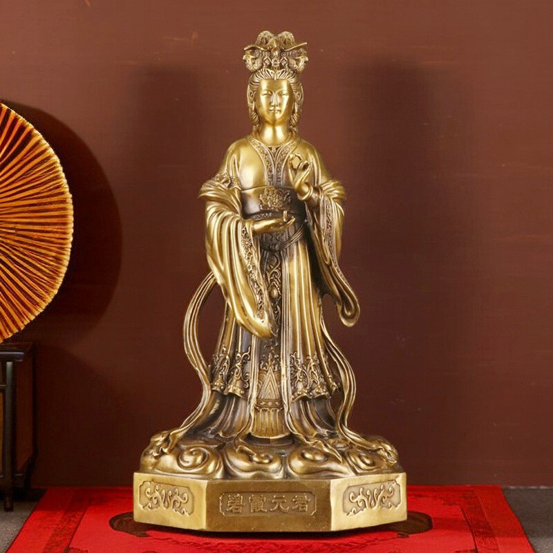 碧霞元君泰山奶奶摆件黄铜娘娘人物求子神像家用供奉用品家居工艺