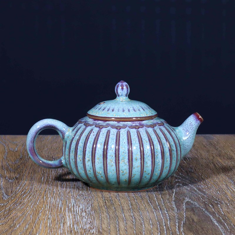 禹州钧瓷功夫g茶具礼盒装十件套中式复古商务送礼品茗泡茶壶南瓜