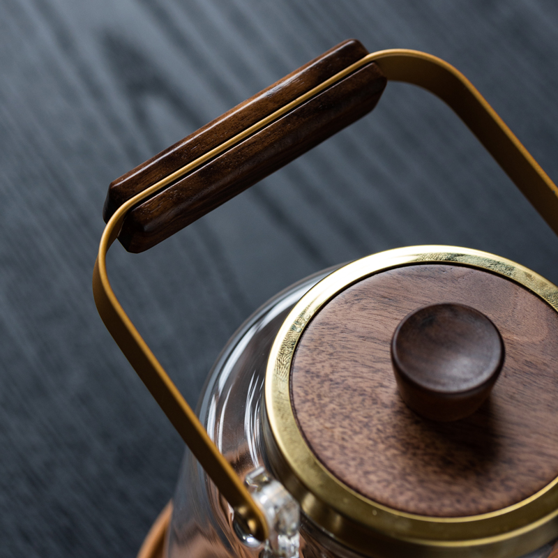 日式观山煮茶壶耐高温可明火蒸煮两用玻璃烧水壶电U陶炉专用提梁