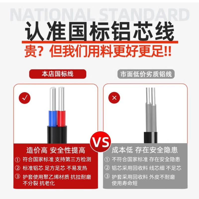 国标2芯护套线 线铝芯家n用户外电线 线4 6 10 16 25平方线 线双