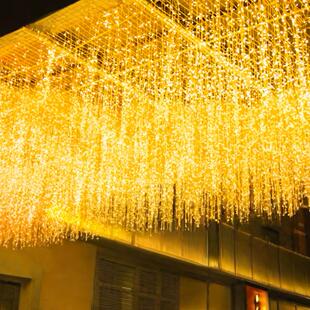 太阳能瀑布灯工程亮化街道冰条灯窗帘灯24v防水小彩灯满天星