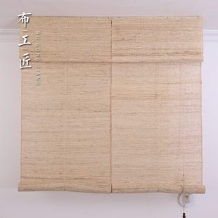 夏布可升降定制卷帘 手工苎麻门帘窗帘遮光 日式 隔断帘茶室装 饰
