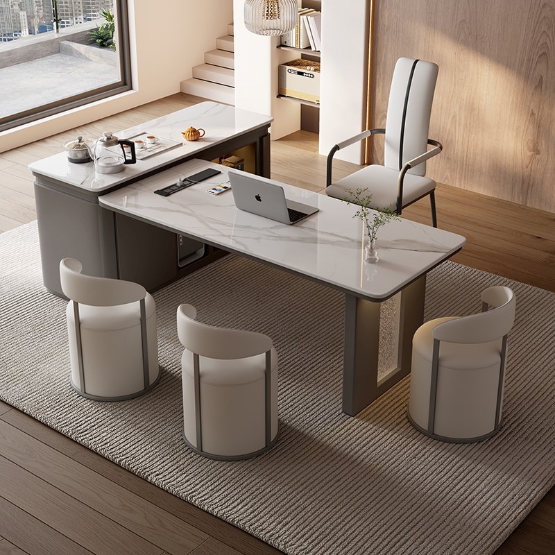 岩板茶桌椅组合一桌五椅现代简约C烧水壶一体办公室茶台岛台泡茶