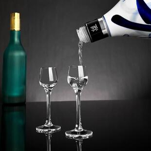 手工高脚小白酒杯套装分酒器家用水晶120ml毫升盒杯架轻奢创意茅
