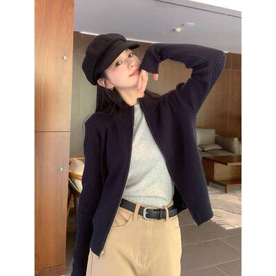 拉炼 炼 毛百衣针织开 衫女2025i新款春季短ns辣TXT妹款显瘦搭外