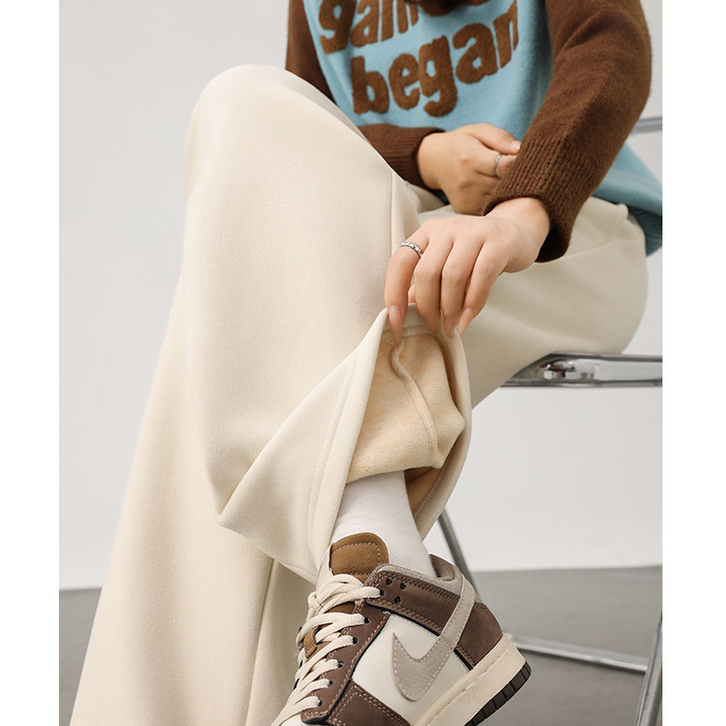 莱赛尔羊毛阔腿裤女2025新款加绒窄版高腰显瘦高个子秋冬款直筒裤