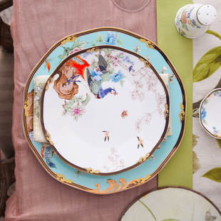 中国风包厢酒店摆台餐具套装陶瓷碗碟盘勺定制餐厅会所餐桌宴请