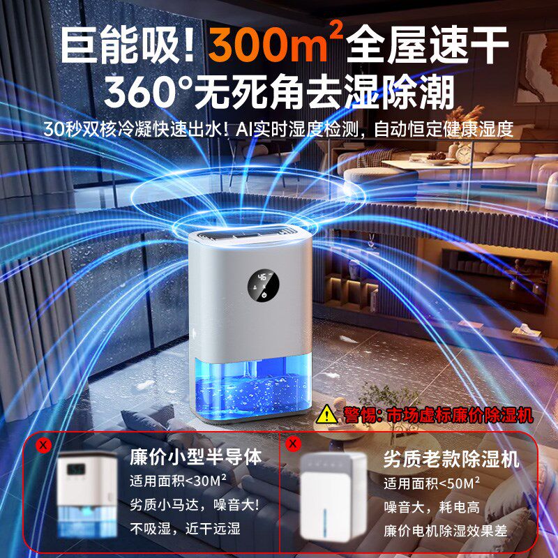 除湿机家用小型静音抽湿机2025新款卧室房间地下室大功率吸湿神器