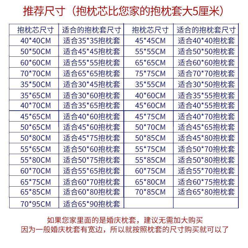 抱枕芯靠枕芯沙发靠垫芯内胆45 50 55 60 65 70方心婚庆枕芯定制