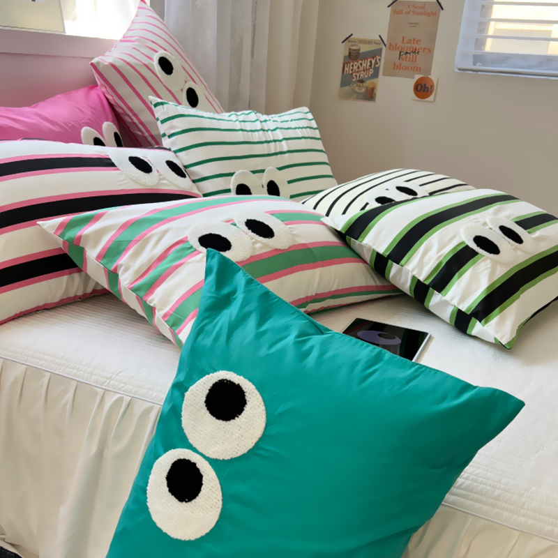 韩系多巴胺全棉枕套大眼睛一对装48x74cm枕S芯罩内胆套整头套