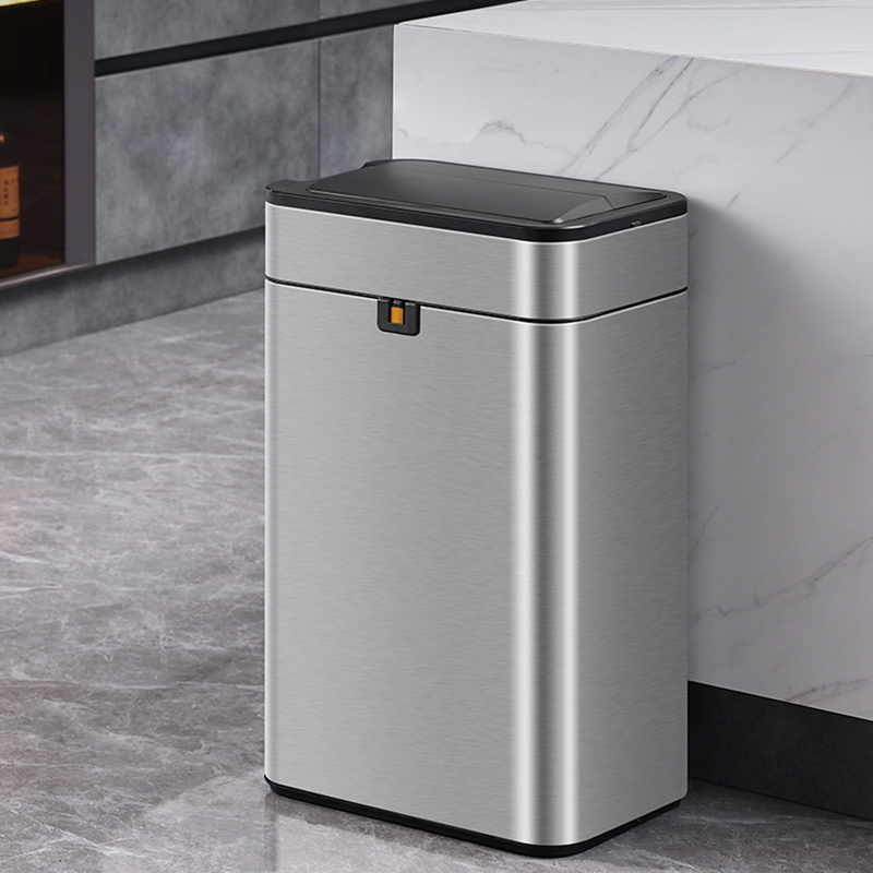 双开门智能感应垃圾桶 不锈钢家用一拉打包M卫生间厨房客厅办公室