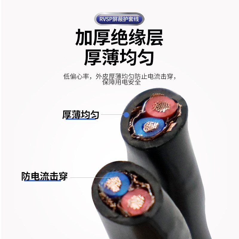 国标RVSP屏蔽双绞线0.50.75 1 1.52.5平RS485通讯电缆线2芯信号线